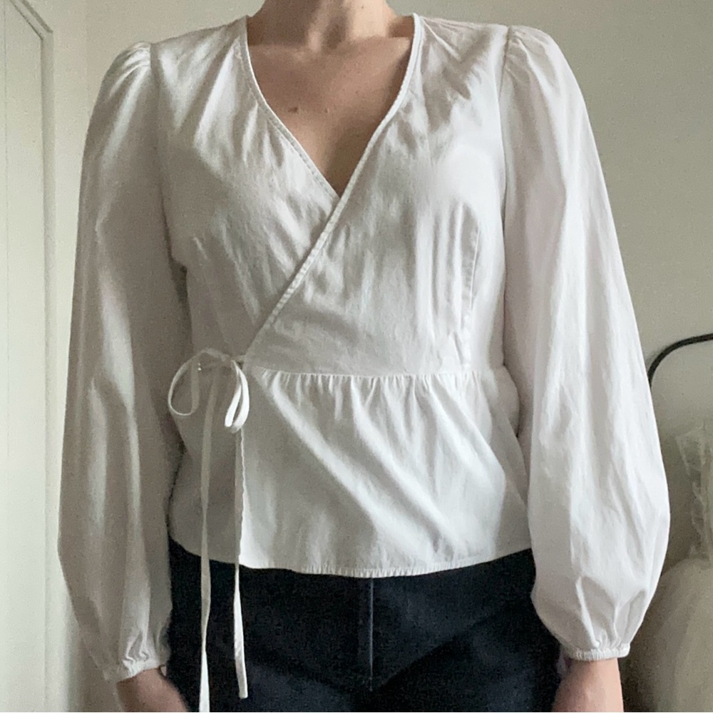 Reformation White Wrap Top